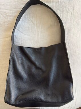 Black Pebbled Leather Hobo Bag